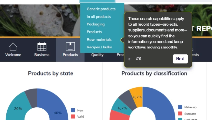 Aptean PLM screenshot.