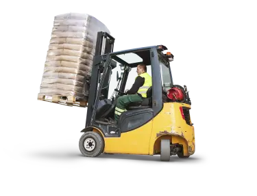 Forklift moving dry consumer goods.