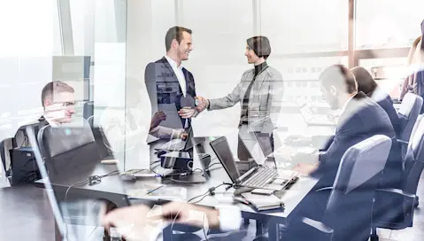 Workers having a business meeting