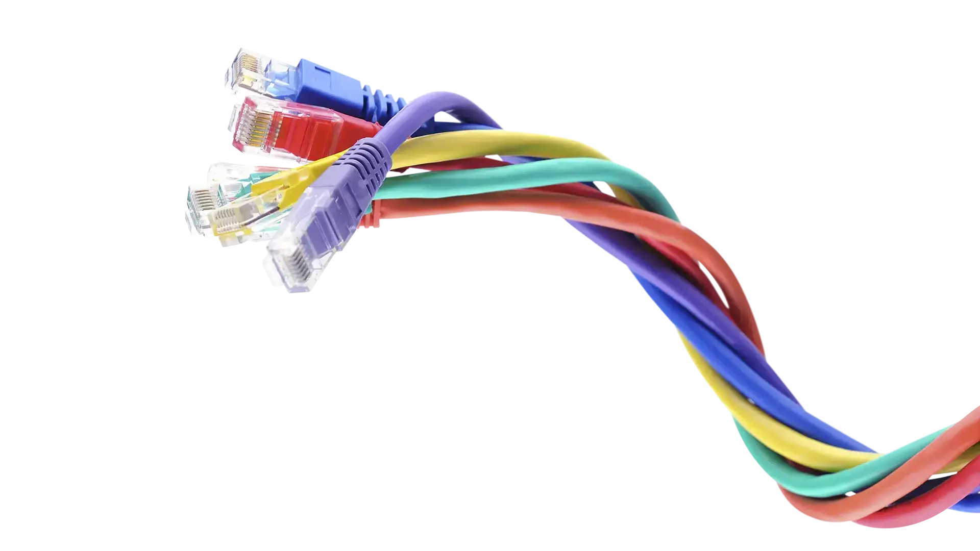 Multicolored cables in group