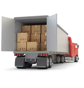Semi-vrachtwagen met boxlevering