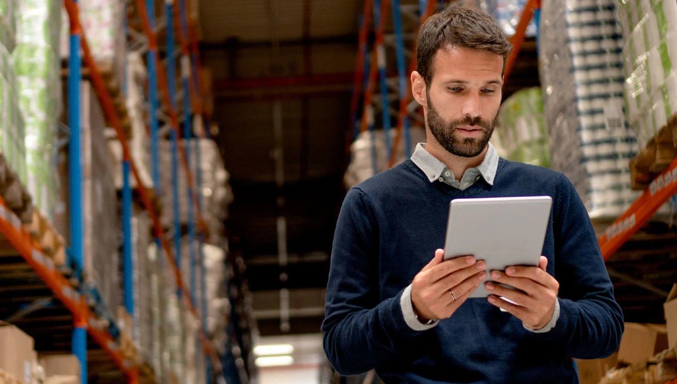 man on tablet