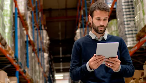 man on tablet