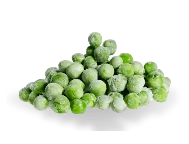 A pile of frozen peas