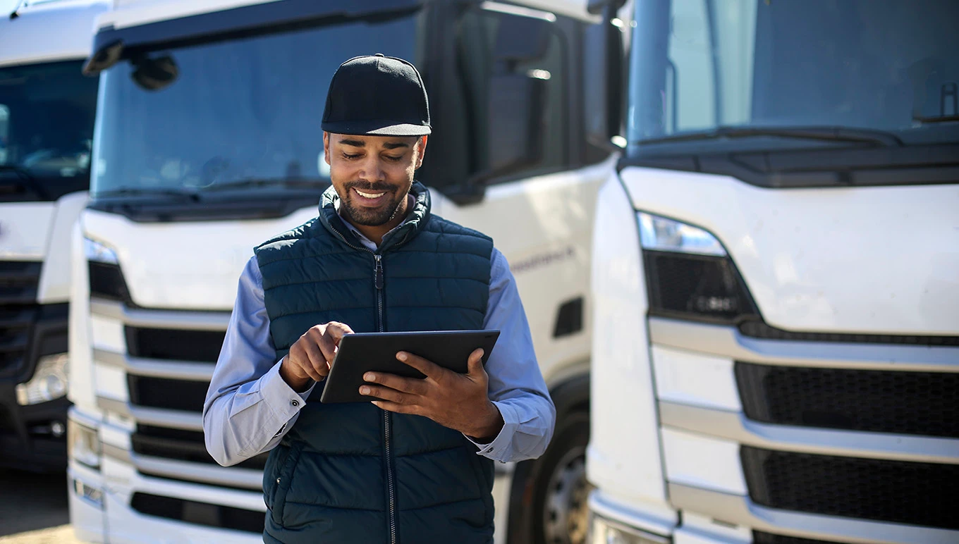 Logistics professional using tablet