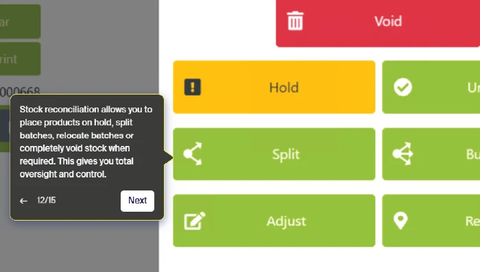 Aptean Food & Beverage MES (SI Edition) product UI