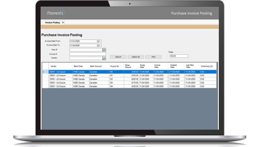 Momentis - Purchase Invoice Posting