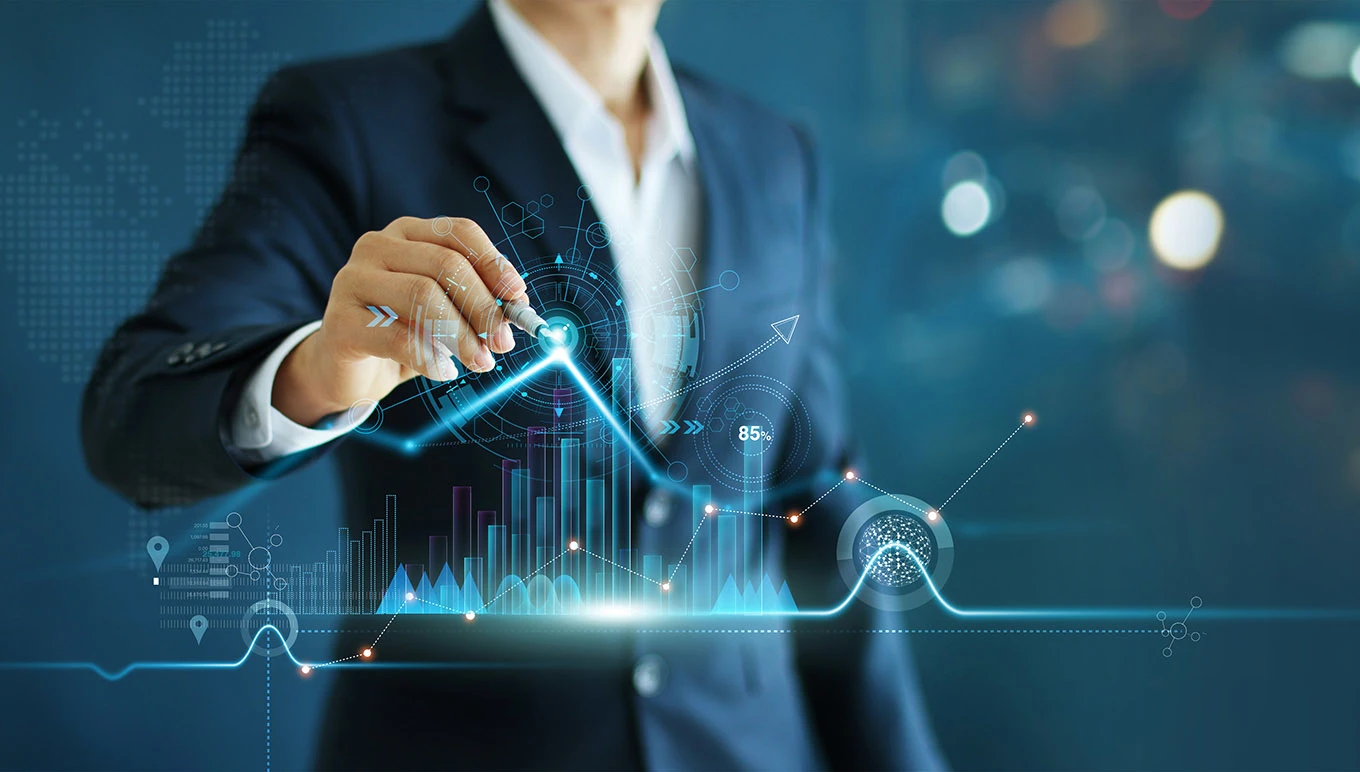 Businessman drawing growth graph concept