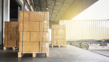 Boxes on pallet at loading dock