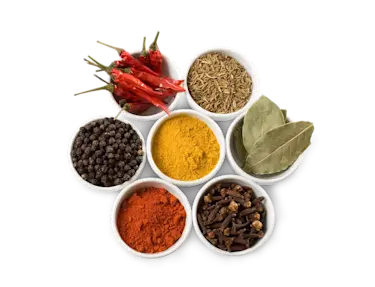 Bowls containing spices