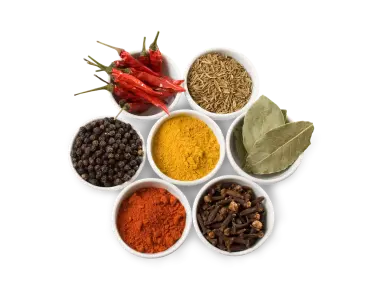 Bowls containing spices