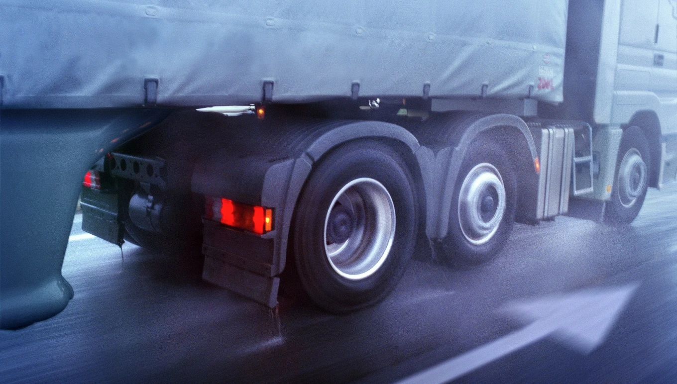 Truck driving on road