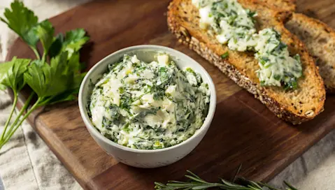 Cheese dip spread on bread