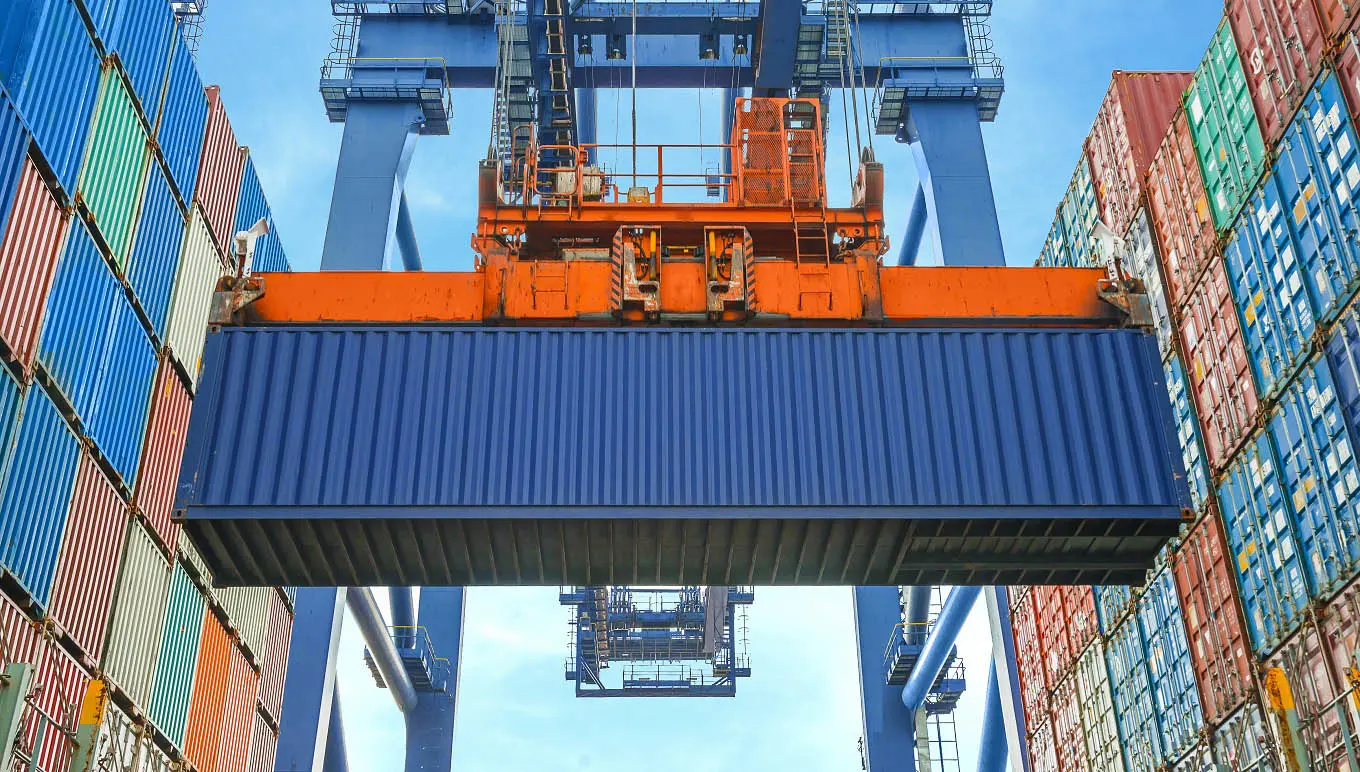 Crane with container