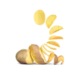 A potato turning into potato chips