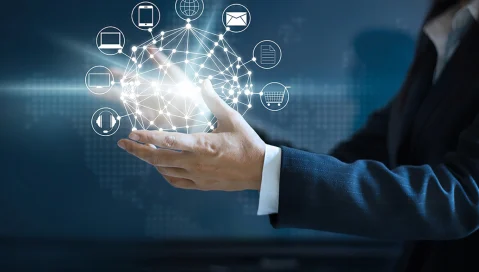 Data endpoints appearing in diagram held in hands