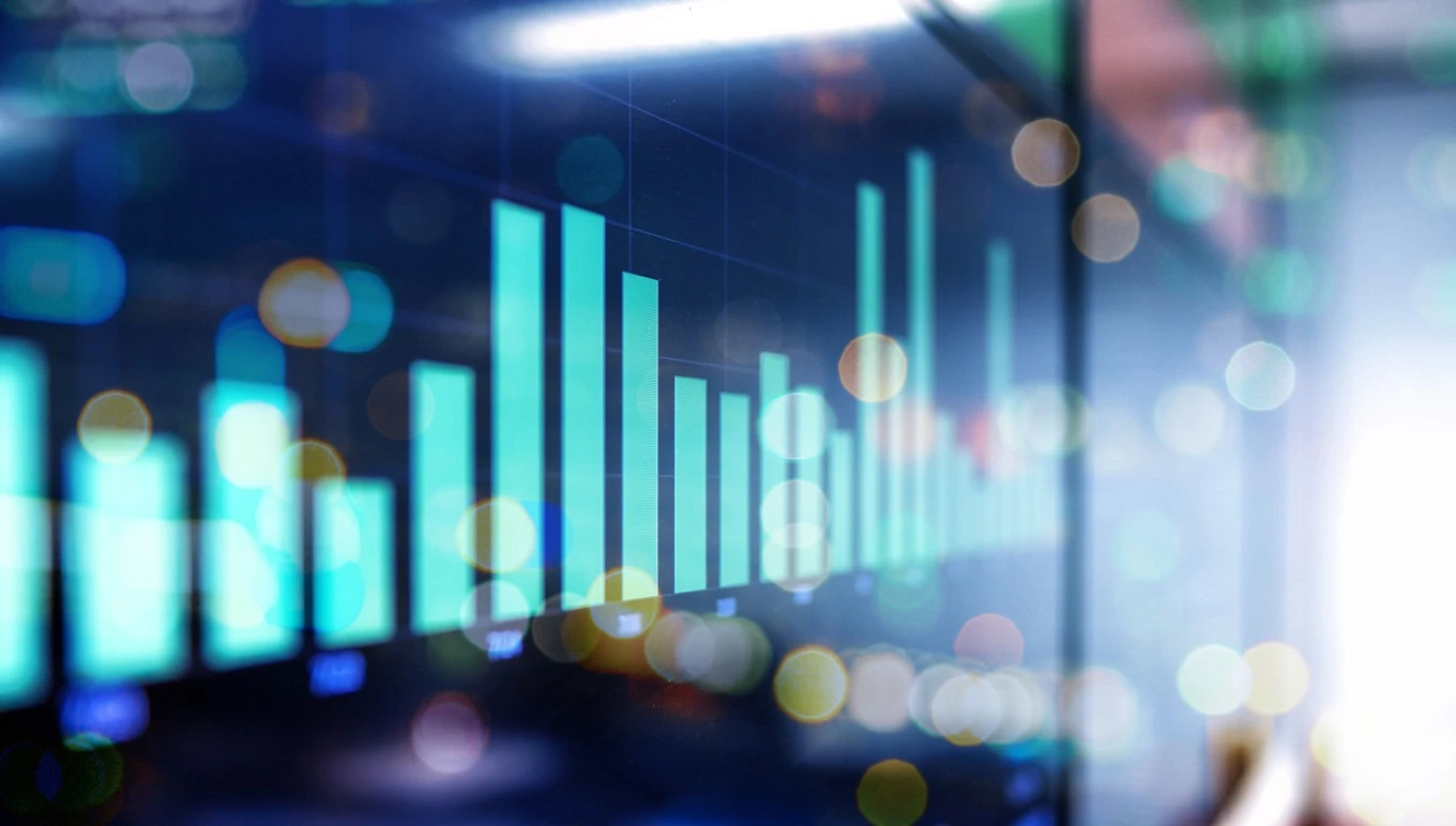 A bar graph representing the power of data insights.