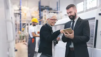 workers on tablet