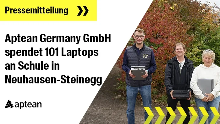 Aptean Germany GmbH spendet 101 Laptops an Schule in Neuhausen-Steinegg