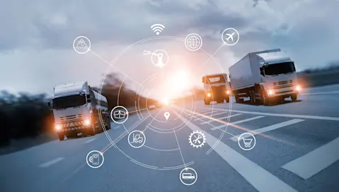 delivery trucks on highway