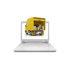 Lieferwagen auf dem Laptop-Bildschirm.