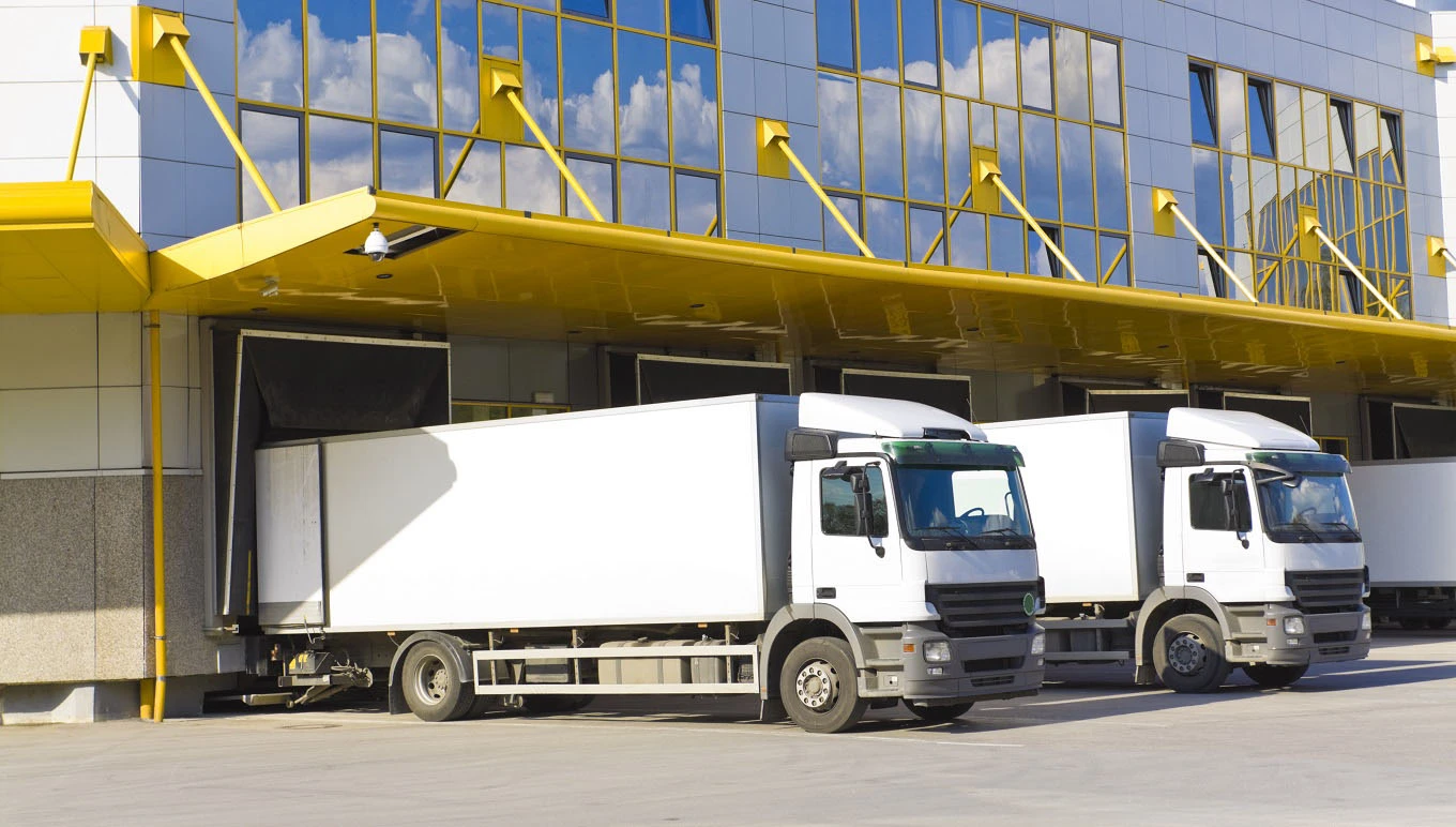 Trucks loading up at warehouse