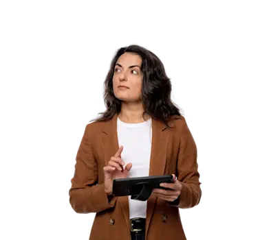 Woman holding tablet in hand