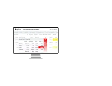 Screenshot of Discrete Manufacturing ERP on monitor.