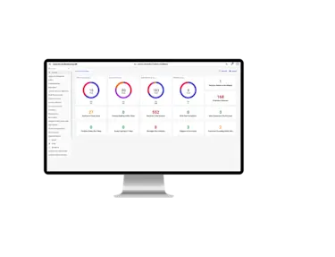 Screenshot of Discrete Manufacturing ERP on monitor.