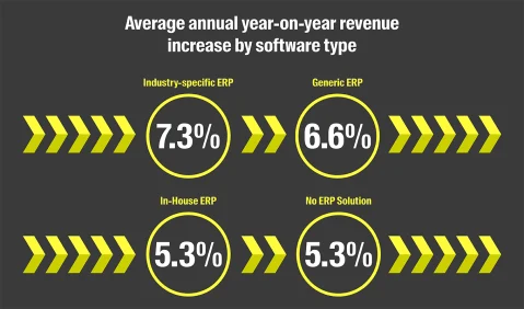 Average annual YOY revenue increase by software type