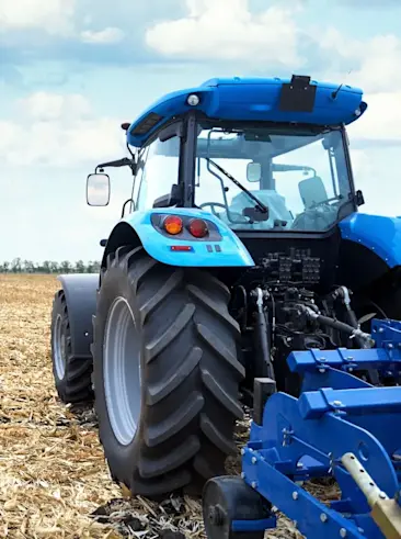 Tractor with a plow.