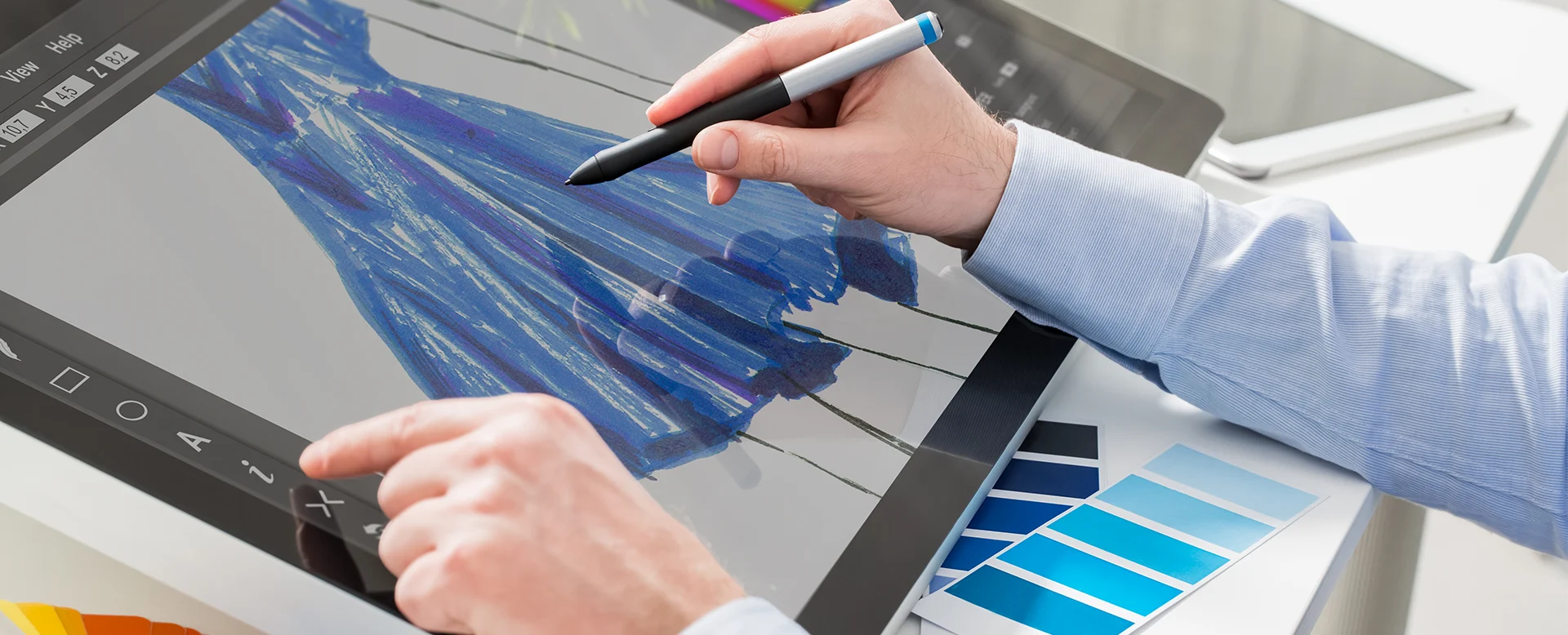 Apparel designer designing a dress 