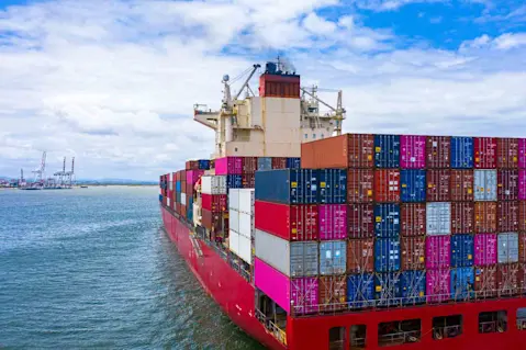 Container ship on the sea