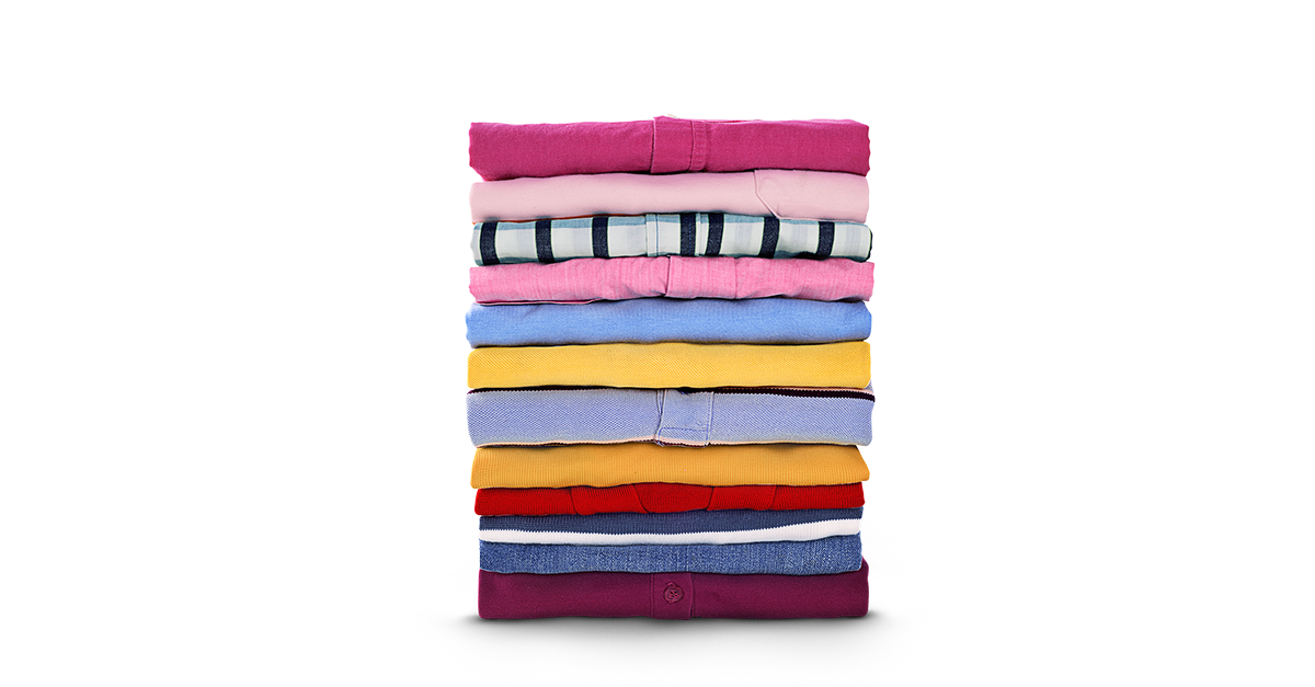 Stack of different color folded shirts