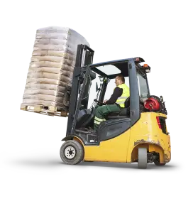 Forklift moving goods