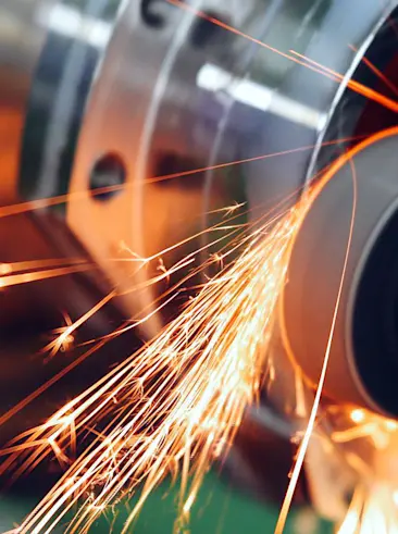 Sparks flying in metal shop