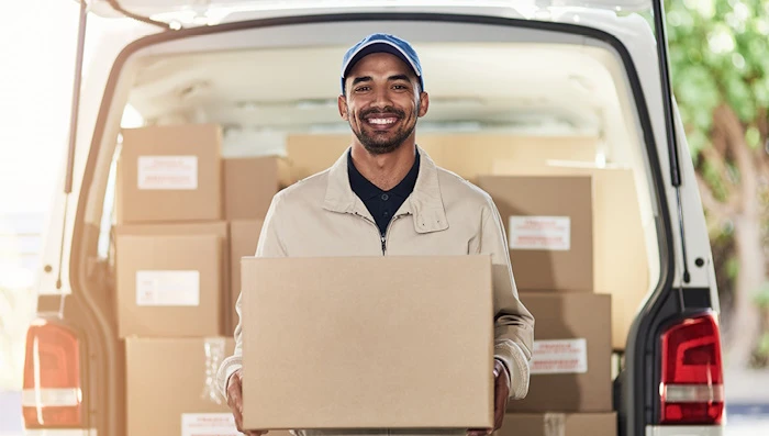 Delivery man with package.