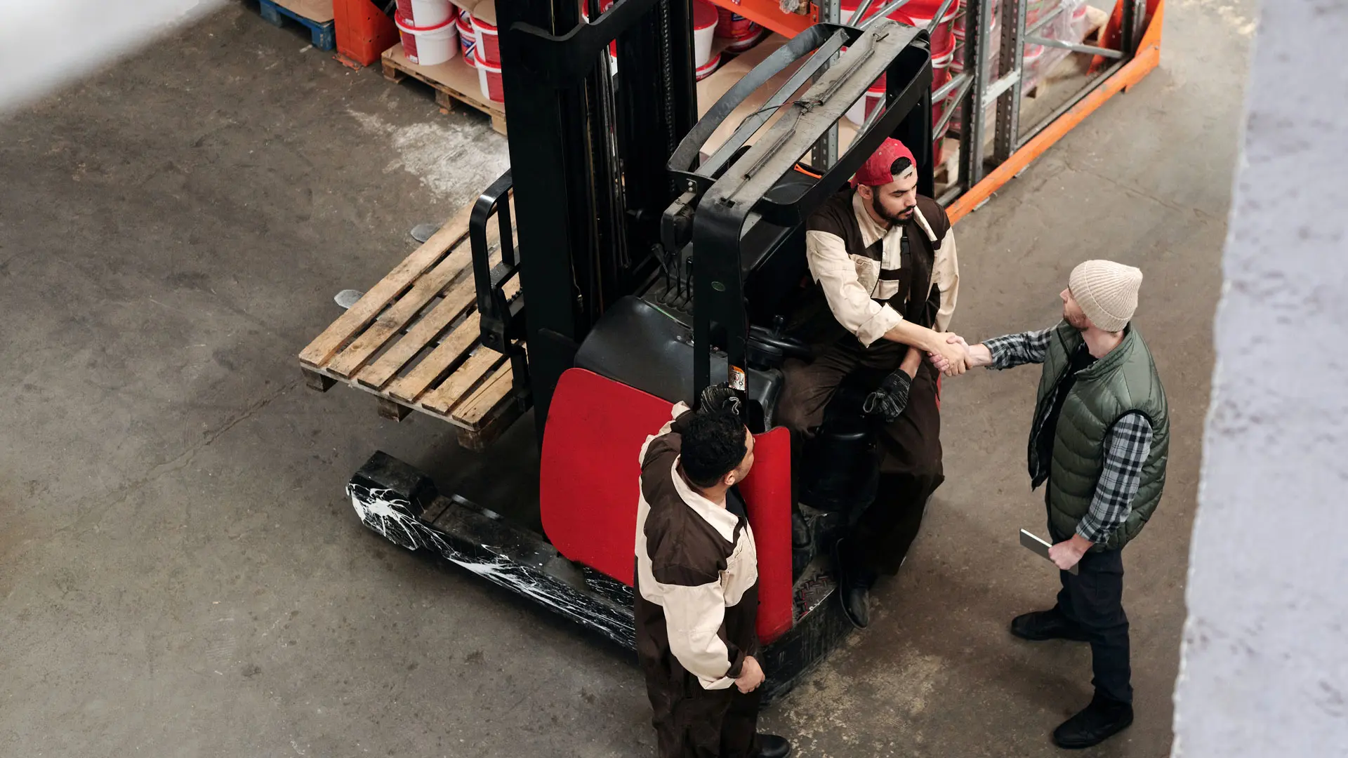 Lift truck in warehouse