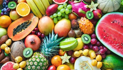 A colorful variety of fruits.