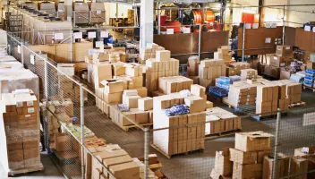 Boxes on pallets in warehouse