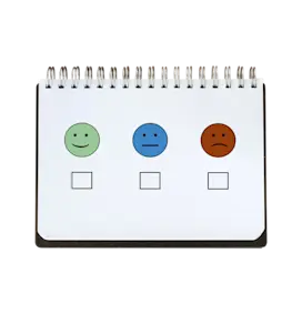 Flip chart for customer service feedback emoticons