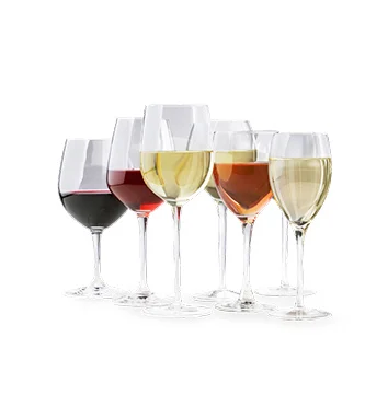 Selección de diferentes copas de vino