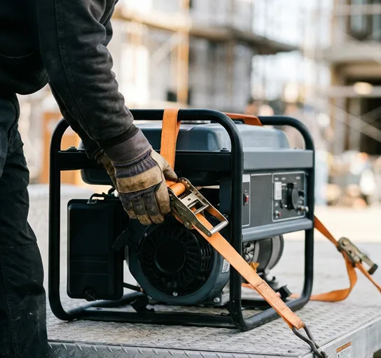 A man standing by a generator