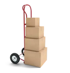 Hand truck with boxes loaded