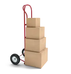 Hand truck with boxes loaded