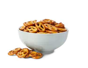 A bowl of pretzels