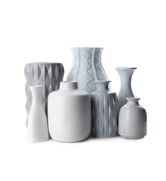 Multiple gray vases
