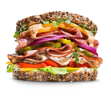 Sandwich with lots of toppings.