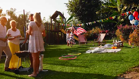 Family having a BBQ in the garden