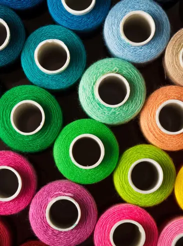 Colorful rolls of yarn